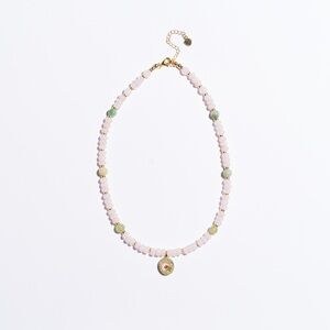 Rose Quartz with Vintage Green Beads